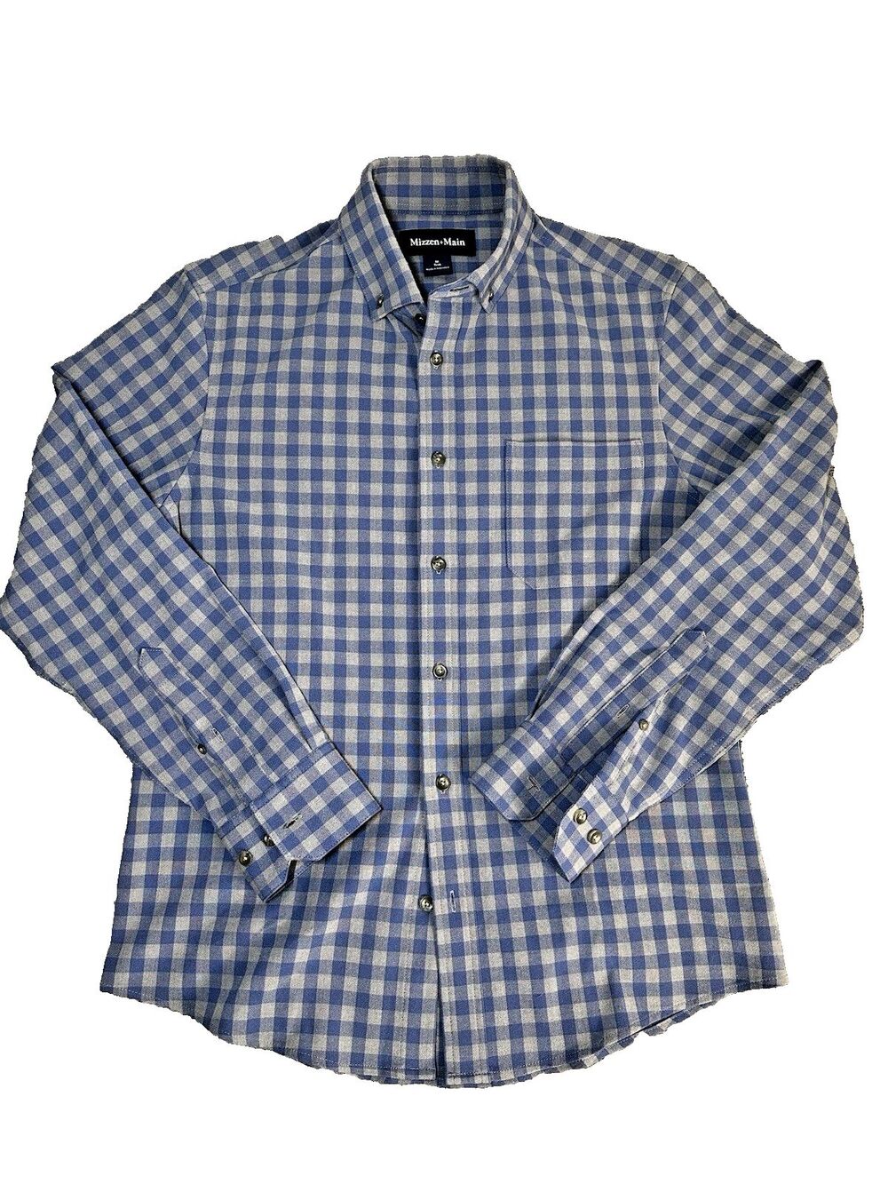 Mizzen Main Leeward Shirt Gray Blue Check Medium Trim Fit